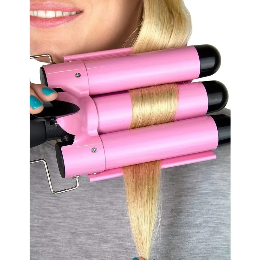 Trademark Beauty Babe Waves 3 Barrel Curling Iron Hair Waver, 1.25'' Quick Heat,